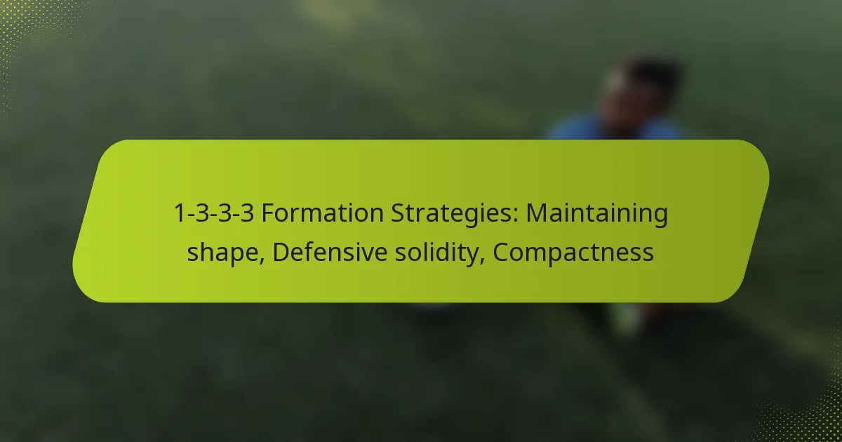1-3-3-3 Formation Strategies: Maintaining shape, Defensive solidity, Compactness