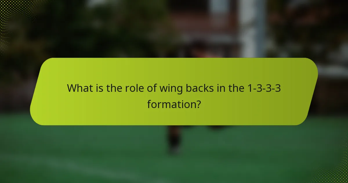 What is the role of wing backs in the 1-3-3-3 formation?